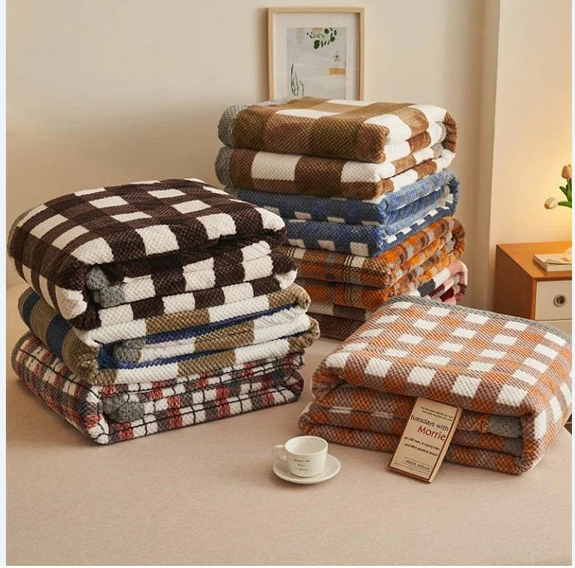 Rynx Winter blanket throw soft chenille yarn knitted blanket knitted throw blanket for couch bed warm sleeping blanket