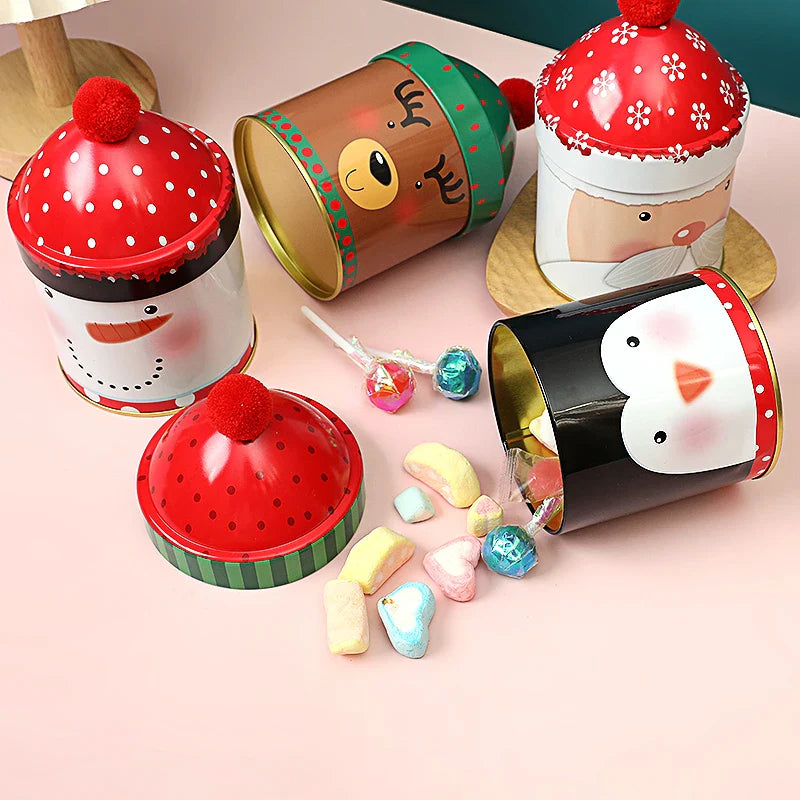 Rynx Christmas Candy Storage Box Can Metal Jar Biscuit Packaging Box Christmas Party Decoration Accessories New Year Children's Gift