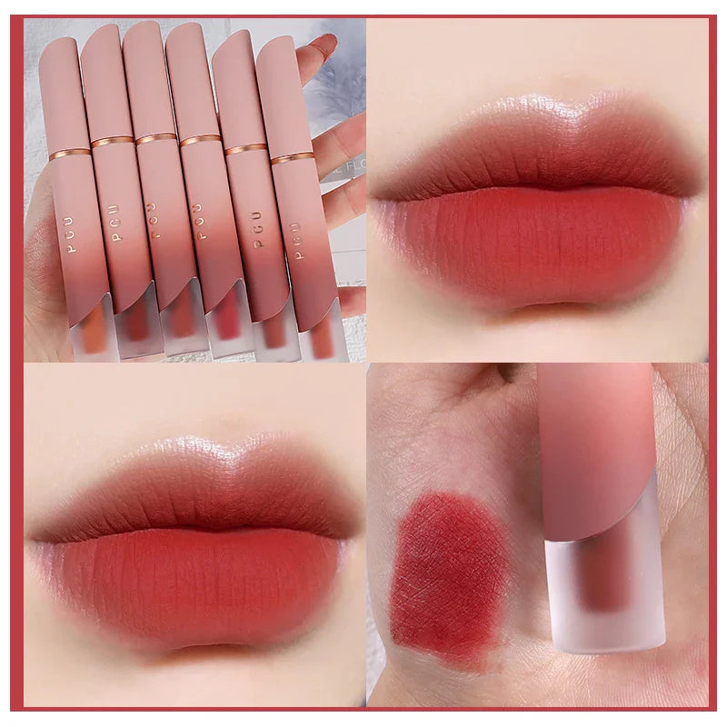 Rynx | Lipstick Matte Velvet Lip Mud Nude Matte Chocolate Lipstick Red Lip Tint Glass Korean Waterproof Long-lasting Makeup Women Cosmetics
