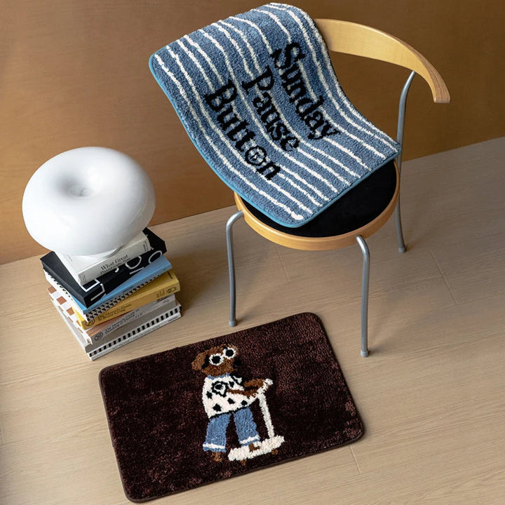 Rynx | Stylish Tufting Letter Bathroom Mat Cartoon Dog Bath Rug Carpet Entrance Doormat Floor Anti-Slip Foot Cushion Aesthetic Home Decor
