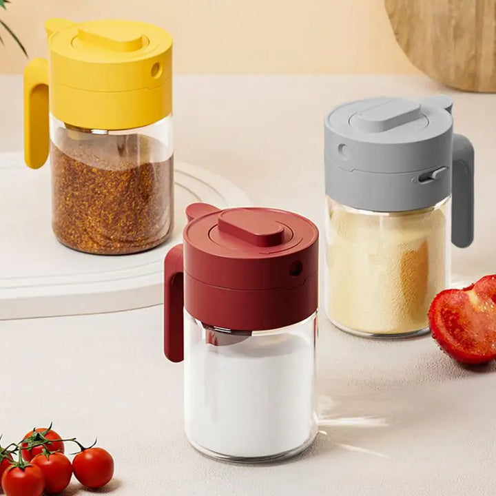 Lisslune | Transparent Glass Lockable Airtight  Seasoning Jar with Spoon