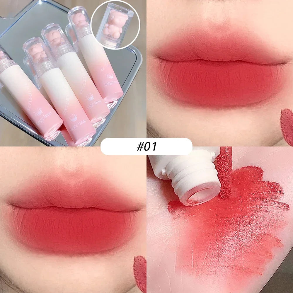 Rynx | Sweet Bear Velvet Lip Gloss Girl Matte Lip Glaze Waterproof Durable Chestnut Brown Lip Mud Korean Makeup Liquid Lipsticks