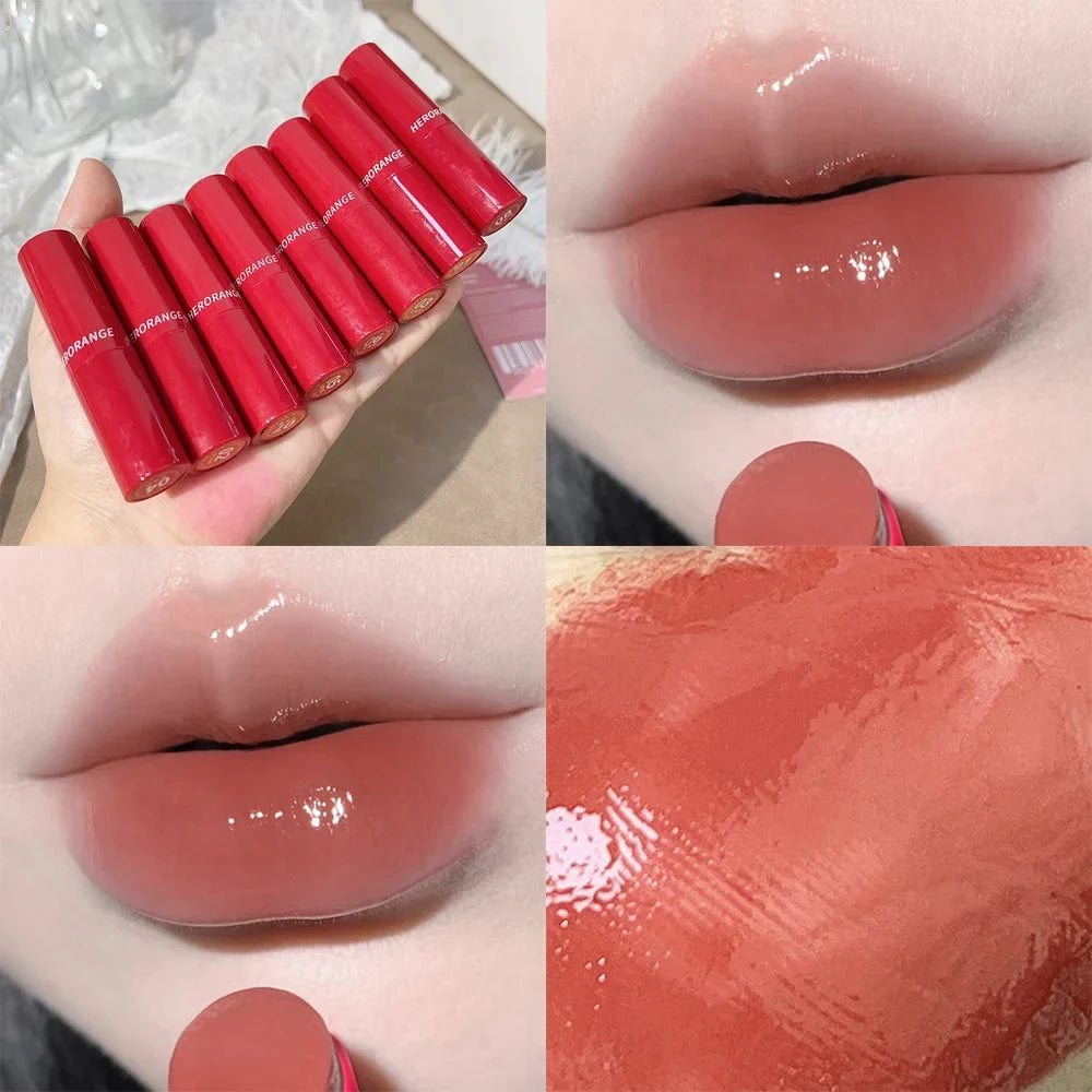 Rynx | Tinted Moisturizing Lipstick Waterproof Mirror Jelly Cherry Red Lip Lacquer Long-lasting Non-Sticky Cup Clear Solid Lip Gloss Cosmetics