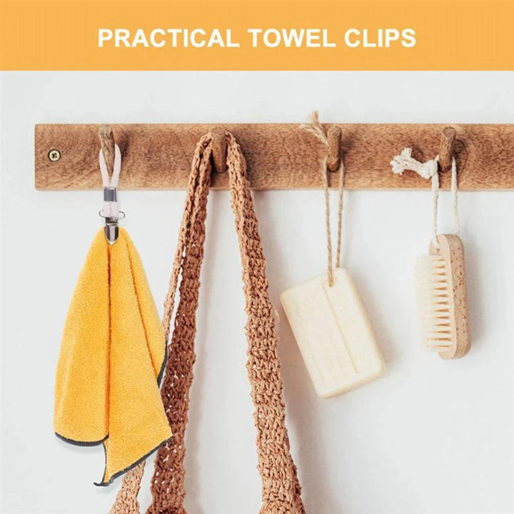 Lisslune | Cotton Loop Kitchen Towel Clip Hanger Set for Efficient Towel Storage and Organization