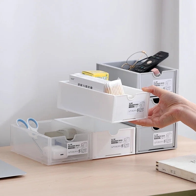 Rynx | 3pcs Desktop stackable storage box book organizer box minimalist living room snacks stackable storage basket cosmetic storage