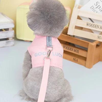 Lisslune | Swinging bear motif mesh harness and bow tie leash combination for small dogs and cats - Trendy pet vest