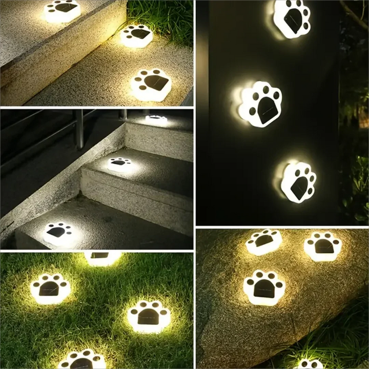 Lisslune | Glowing Paw LED Solar Pathway Outdoor Lights