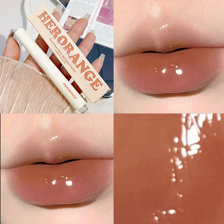 Rynx | Water Mirror Lipstick Long-lasting Non-sticky Cup Moisturizing Crystal Jelly Clear Brown Solid Lip Gloss Korean Lip Makeup Cosmetics