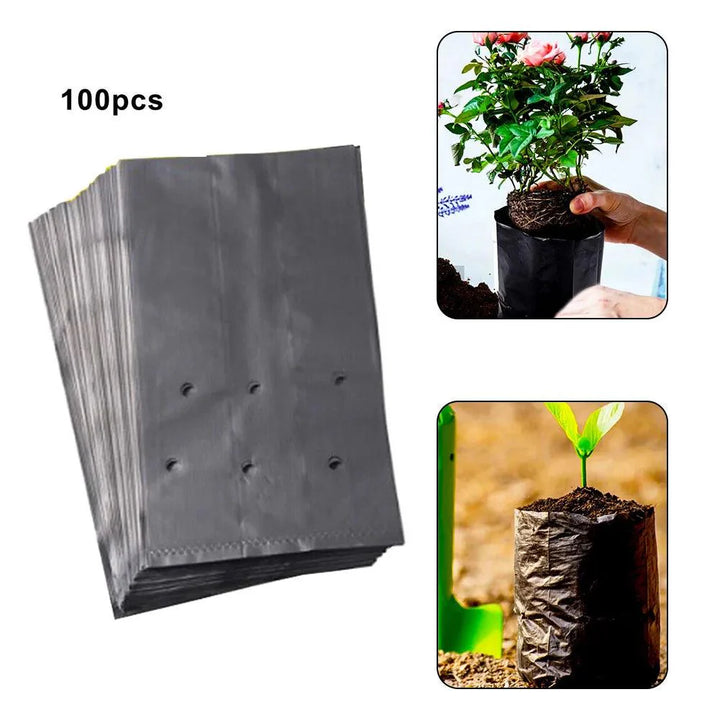 Lisslune | 100 Eco-friendly PE Plant Bags for Optimal Plant Growth - Ideal Cultivation Solution for All Gardeners