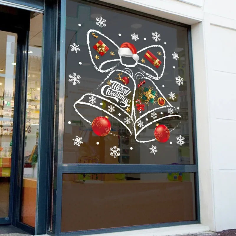 Lisslune | WinterBell Christmas Window Stickers – Reusable PVC Window Decoration with Festive Bell Design