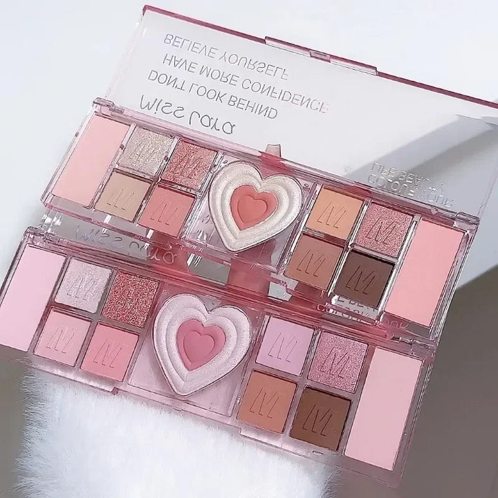 Rynx | 12 Colors Eyeshadow Palette Nude Natural Glitter Pink Low Saturation Eye Shadow Palette Delicate Long-lasting Eye Makeup Cosmetics