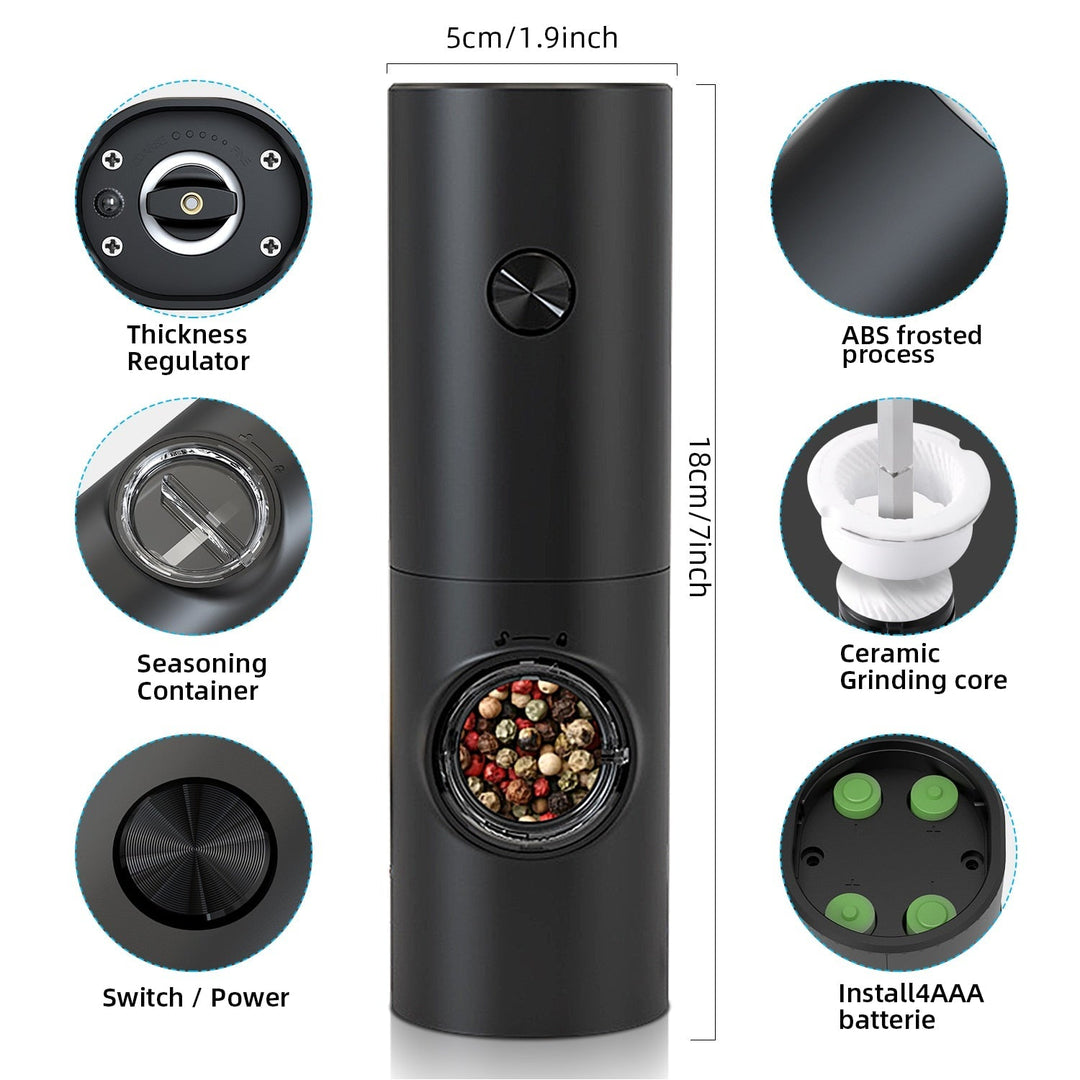 Lisslune | Electric automatic pepper and salt mill with LED light and adjustable grind - Perfect for the kitchen or the restaurant