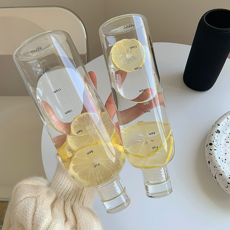 Lisslune | Time Scale Heat-Resistant Glass Water Bottle
