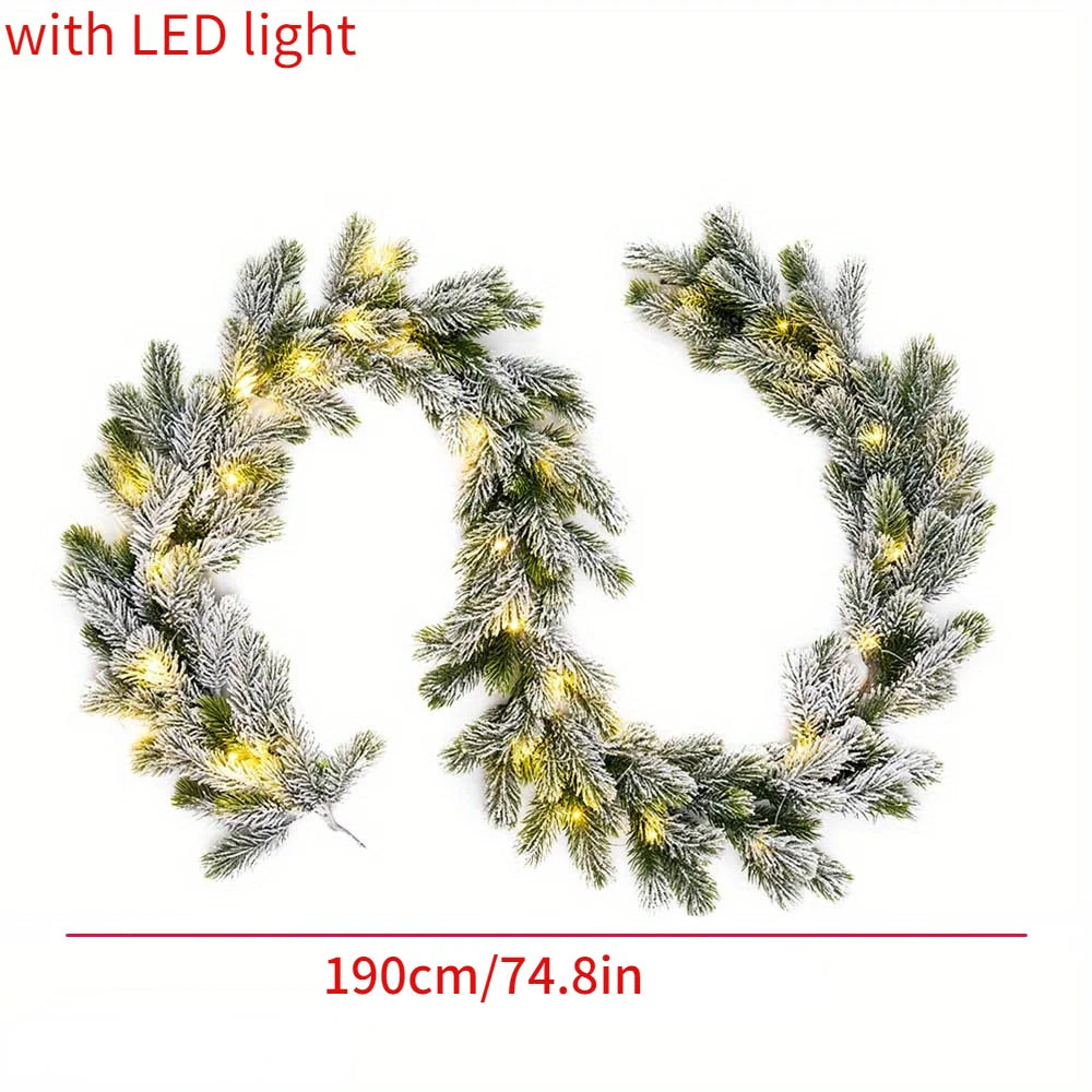 Rynx | Christmas Art-PE Hanging Rattan Decorative Cedar Garland with LED Light Garland for Mantel Tablecloth