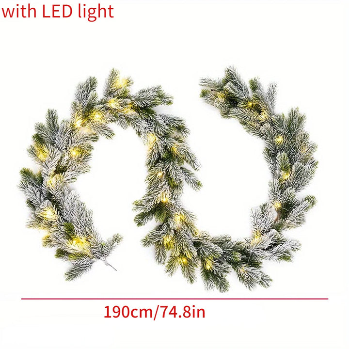 Rynx | Christmas Art-PE Hanging Rattan Decorative Cedar Garland with LED Light Garland for Mantel Tablecloth