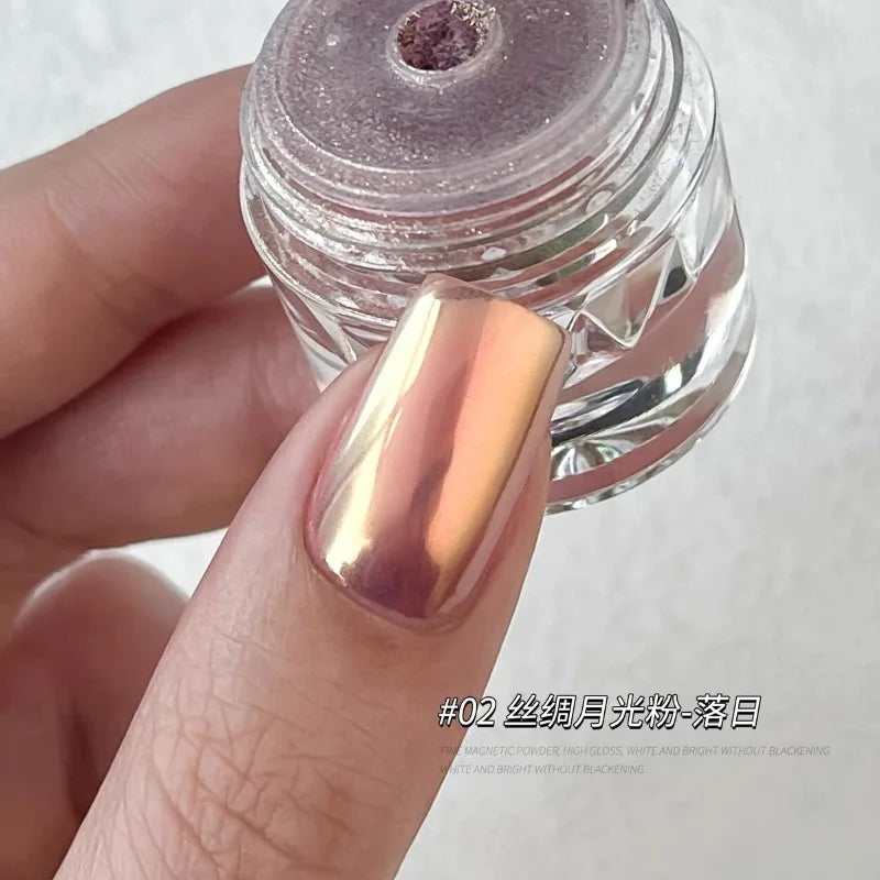 Rynx | 1jar Plating Aurora Chrome Nail Powder High Gloss Moonlight Mirror Fine Glitter Pigment Aurora Pearl Rub Dust Chrome Nails