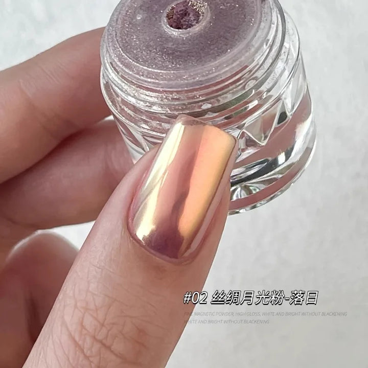 Rynx | 1jar Plating Aurora Chrome Nail Powder High Gloss Moonlight Mirror Fine Glitter Pigment Aurora Pearl Rub Dust Chrome Nails