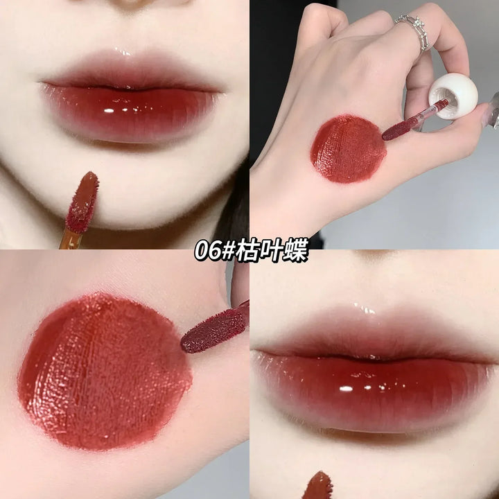Rynx | Liquid Lipstick Non-sticky Cup Red Lip Color Iced Tea Lipstick Mirror Water Women Cosmetics Lip Lacquer Mist Lipstick Female Makeup
