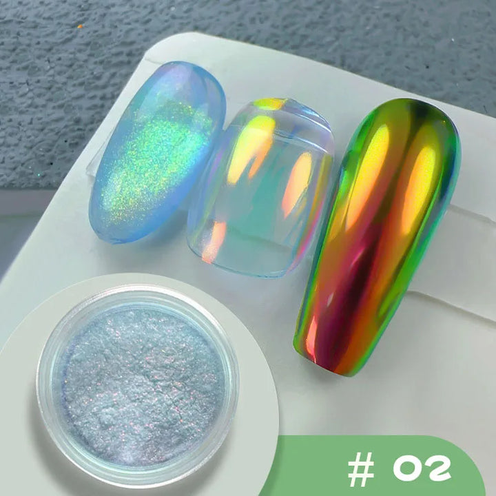Rynx | 1jar Chrome Chameleon Aurora Nail Powder Metallic Effect Nail Glitter Pigment Mirror Nail Rubbing Dust Gel Nail Polish Accessories