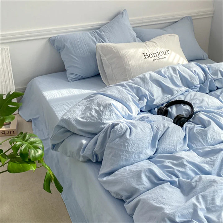 Rynx | INS Style Duvet Cover Set with Pillowcase Bed Sheet Single Full Bed Linen Orange Duvet Queen/King Double Bed