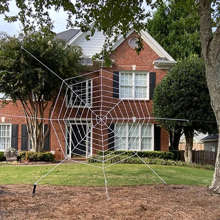 Rynx | 1.5/2.5 m Giant Spider Web Halloween Decorations, White Black Spider Web for Home, Large Horror Stretchable Spider Web for Outdoors
