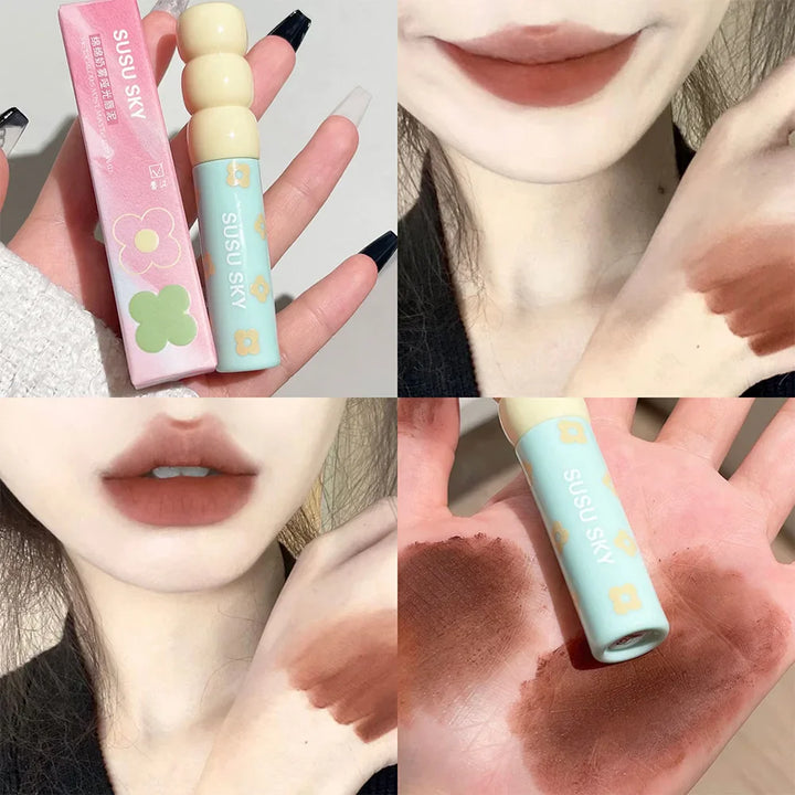 Rynx |1/5St Candied Fruits Lip Mud Milk Mist Velvet Matte Lip Gloss Long-lasting Not Easily Sticking To The Cup LipGlaze Almond Brown Pink
