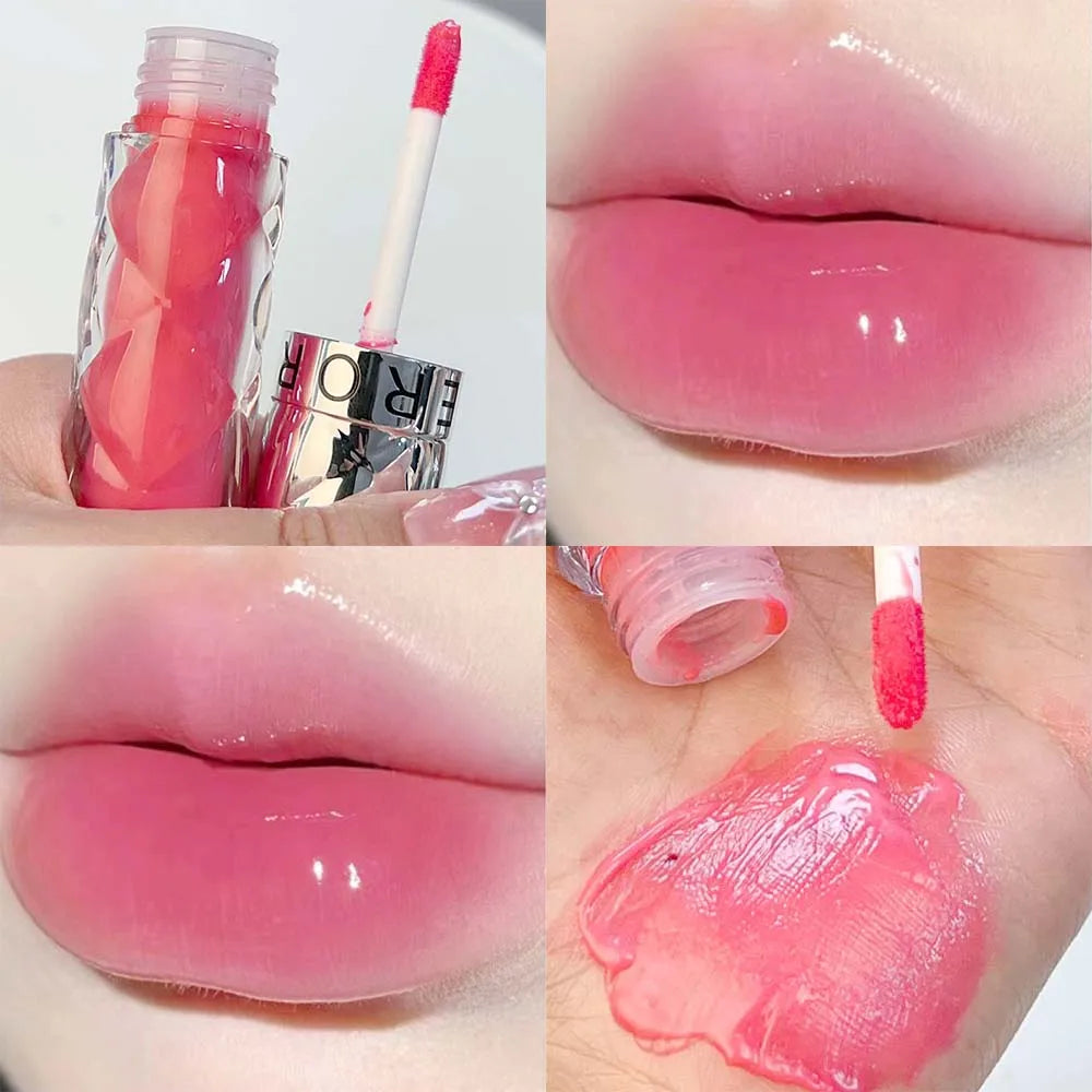 Rynx | Clear Nude Mirror Lip Gloss Moisturizing Hydrating Non-sticky Water Light Glass Gel Filling Lip Glaze Oil Lipstick Tint Cosmetics