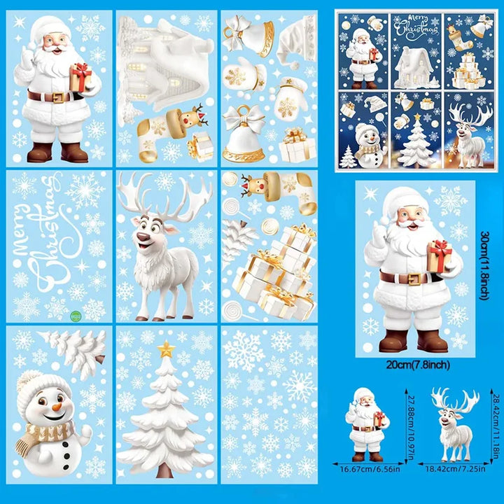 Rynx 9-piece set Christmas window stickers Santa Christmas tree snowflake glass decal 2025 New Year home decoration Navidad 2024 gifts