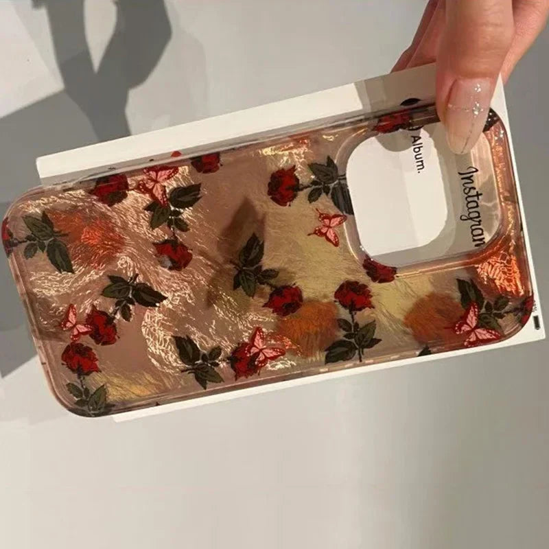 Lisslune | Braune Unterblattmuster-Handyhülle für iPhone 16e Hüllen iPhone 16 Pro Max 15 14 13 12 11 XS X XR 7 8 Plus Stoßfest TPU-Hülle