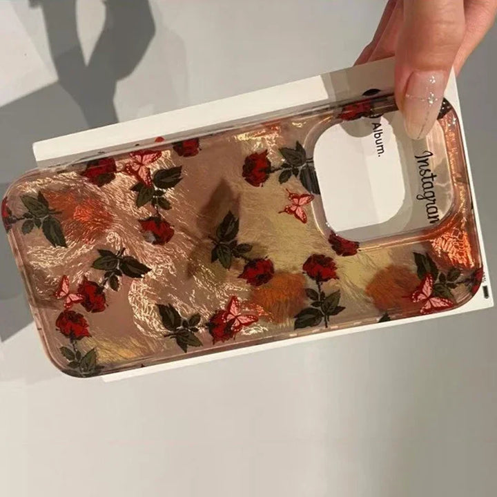 Lisslune | Braune Unterblattmuster-Handyhülle für iPhone 16e Hüllen iPhone 16 Pro Max 15 14 13 12 11 XS X XR 7 8 Plus Stoßfest TPU-Hülle