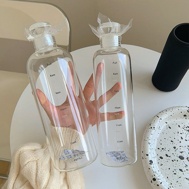 Lisslune | Time Scale Heat-Resistant Glass Water Bottle
