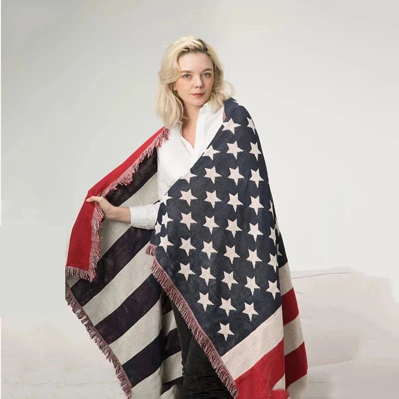 Rynx | UK USA Flag American Blanket Mat Cover Bedspread Star Sofa Cover Cotton Air Bedding Room Decor Tapestry Throw Rug United States