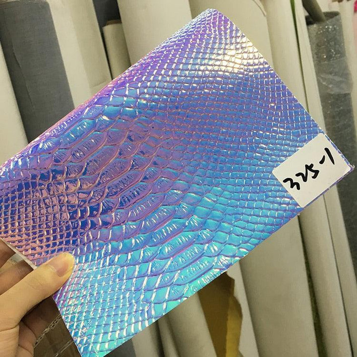 Lisslune | Pressed Holographic Crocodile Synthetic Leather Crafting Sheet - Premium DIY Material