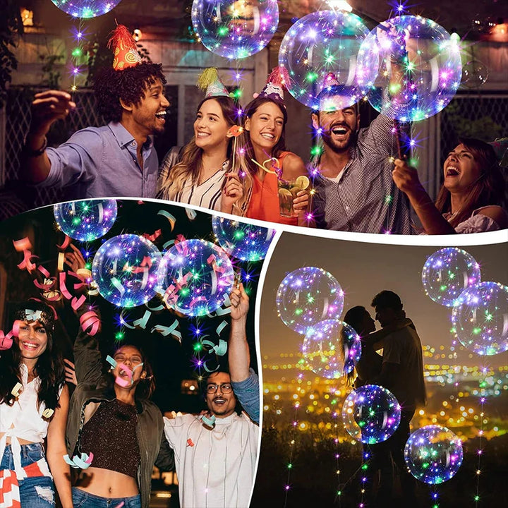 Rynx 10 pieces LED glowing Bobo balloon with string lights transparent bubble balloon birthday party wedding decoration Christmas supplies