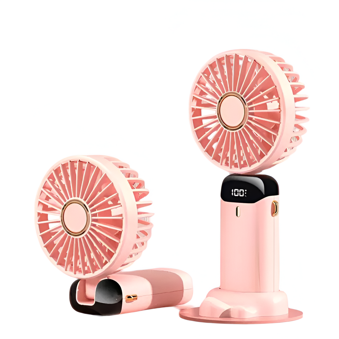 Lisslune | Rechargeable Handheld Mini Fan | 5-Speed, 90-Degree Adjustable & Quiet for Office, Home & Outdoor Use