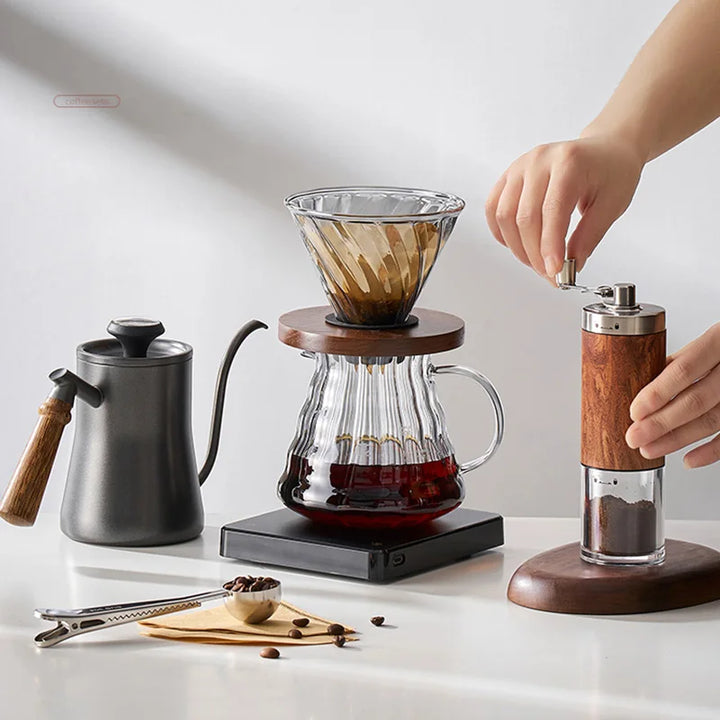 Lisslune | GIANXI Hand Punch Coffee Pot With Lid Drip Swan Neck Spout Coffee Water Kettle Long Opening Coffee Machine Coffee Accessories