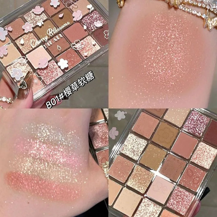 Rynx | 20/9 Colors Peach Blossom Eyeshadow Palette Glitter Cream Shimmer Shine Waterproof Korean Palette Natural Matte Eye Pigments
