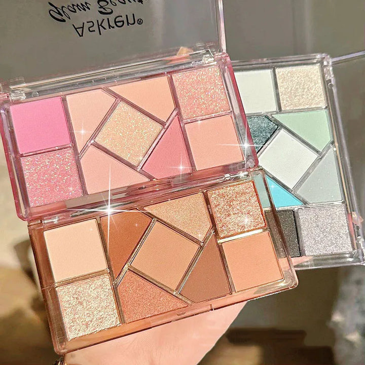 Rynx | Blue Nine Color Eyeshadow Palette Highlighter Long Lasting Glitter Eye Makeup Makeup Tool Transparent Acrylic Eyeshadow Palette