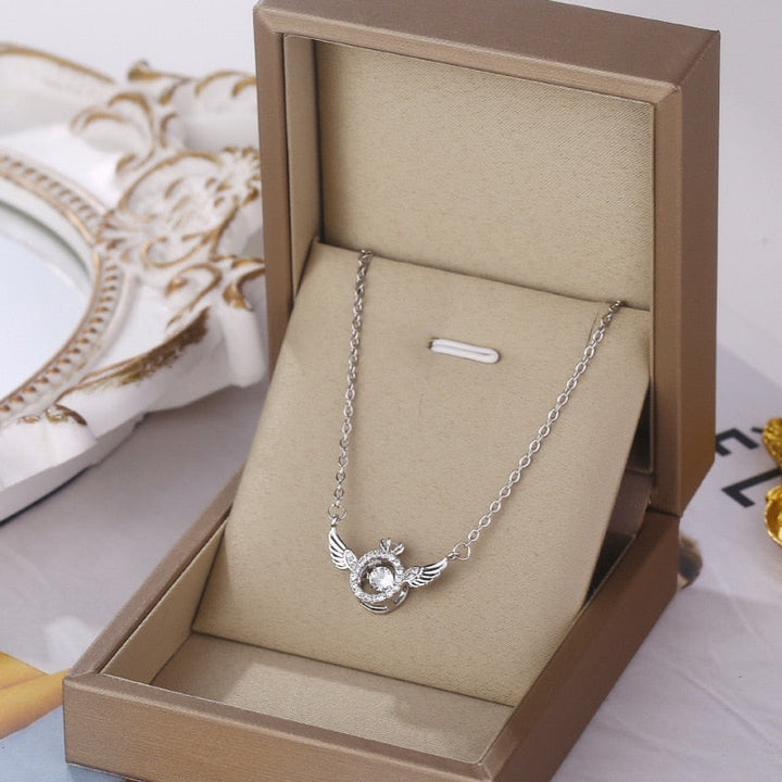 Lisslune | Angel Wings Necklace – Titanium Steel Pendant with Strass