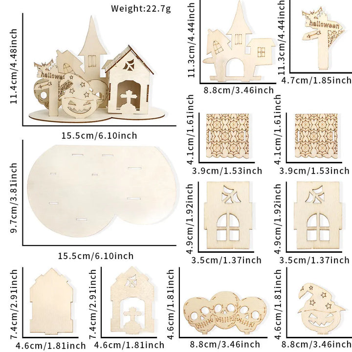 Rynx | Halloween Decoration, Wood Puzzle Ornaments, Halloween Home Decor, Castle Haunted House DIY Table Decoration