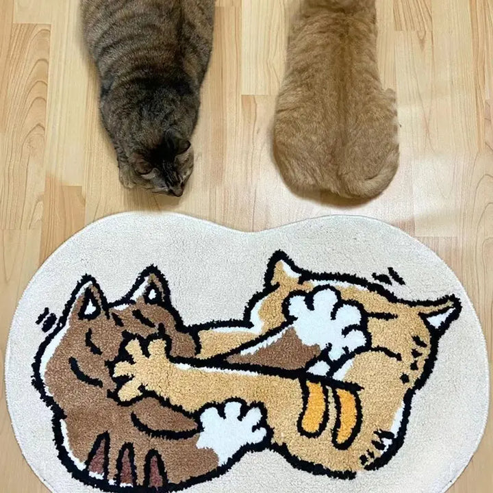 Rynx | Large Round Cat Head Shaped Rug Cute Cat Carpet Non-Slip Bedroom Velvet Carpet Flooring Living Room Entrance Mat Home Décor
