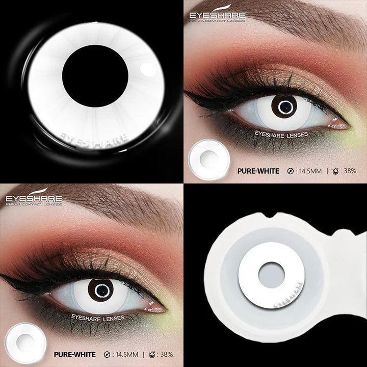 Rynx | 1 Pair Cosplay Color Contact Lenses for Eyes Crazy White Lenses Anime Black Lenses Halloween Beauty Makeup Lens Annual
