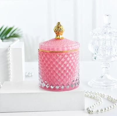 Lisslune | Amber Radiance Crystal Glass Storage Jar with Lid for Jewelry and Event Decor