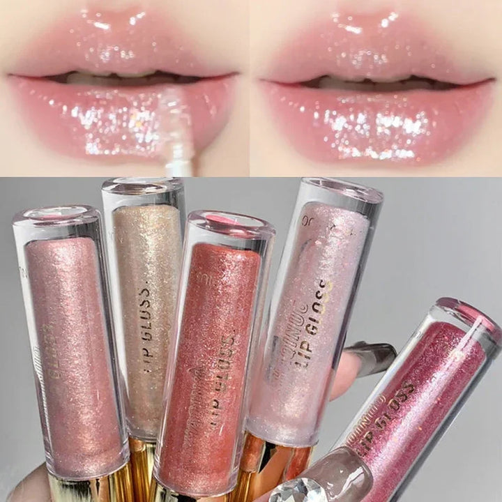 Rynx | Diamond Shiny Lip Gloss Waterproof Glitter Liquid Lipstick Long-lasting Shimmer Pearl Lip Lacquer Women Sexy Lip Tint Makeup