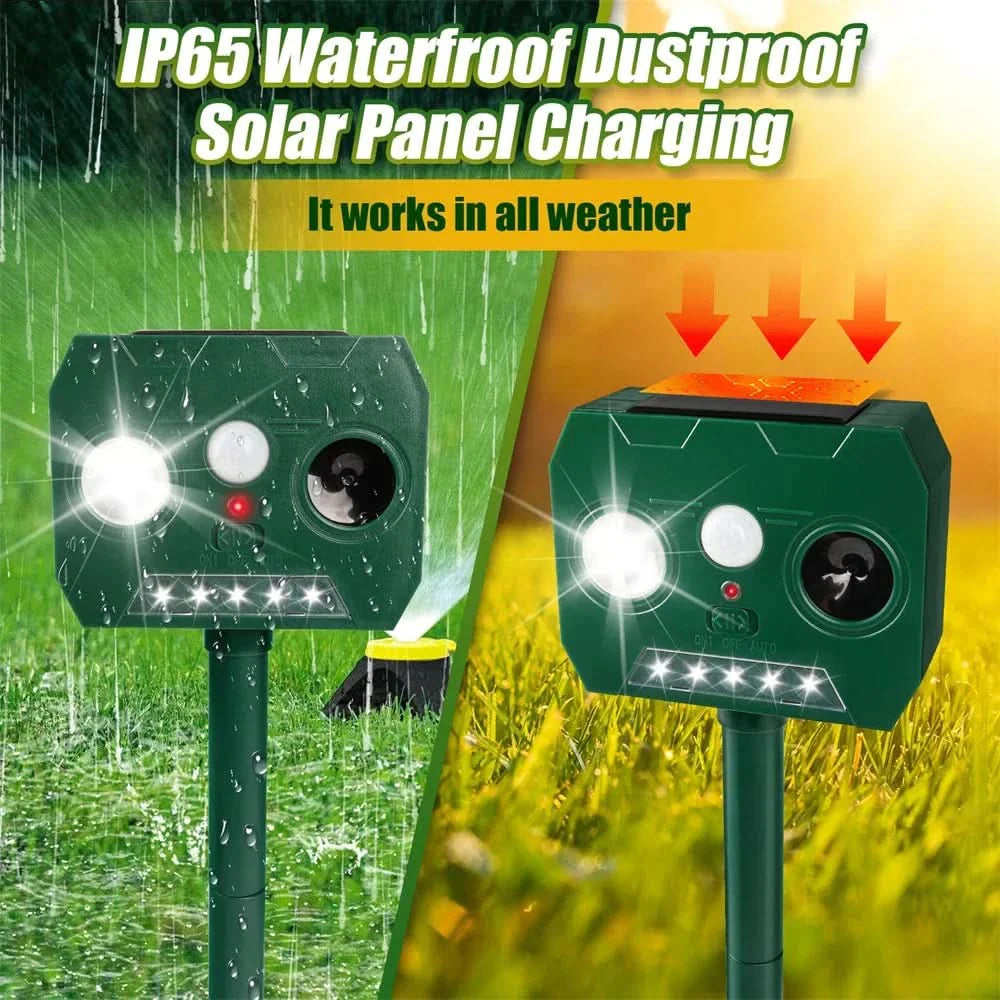 Lisslune | ULTRAGUARD ANIMAL REPELLER – Ultrasonic Animal Repeller with LED Light – Weatherproof & Battery Operated for Garden & Outdoor Use