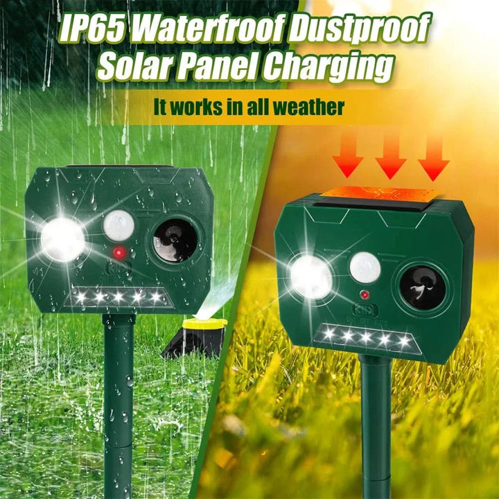 Lisslune | ULTRAGUARD ANIMAL REPELLER – Ultrasonic Animal Repeller with LED Light – Weatherproof & Battery Operated for Garden & Outdoor Use