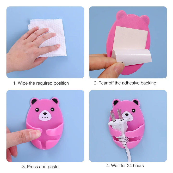 Lisslune | Bear Hug Self-Adhesive Wall Plug Holder