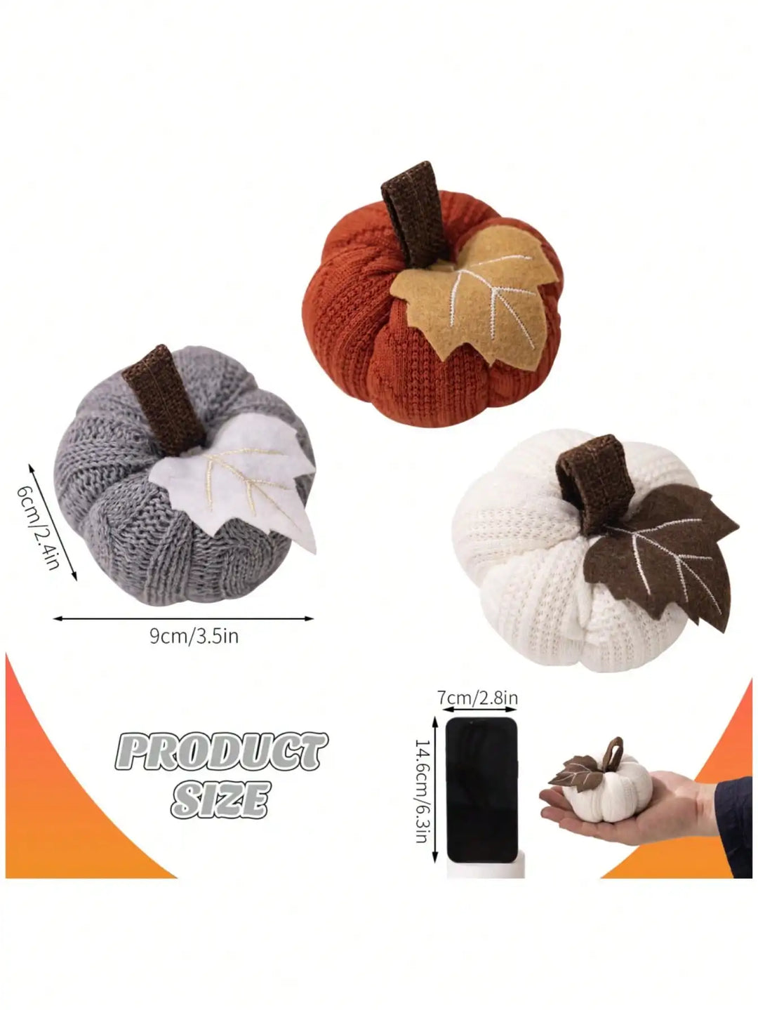 Rynx | 1PC Home ornaments Thanksgiving Harvest Festival knitted pumpkin can be used as ornaments, banners, pennants, and flags