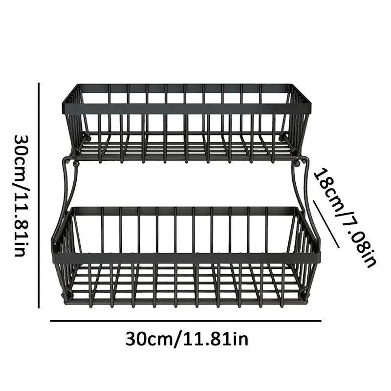 Lisslune | Two-Tier Iron Fruit and Vegetable Organizer for Kitchen Efficiency