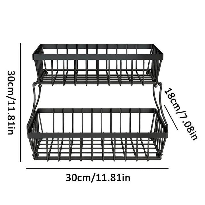Lisslune | Two-Tier Iron Fruit and Vegetable Organizer for Kitchen Efficiency